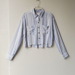 Aeropostale Stripe Crop Long Sleeve Top